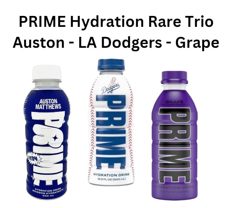 Prime Hydration Rare Trio Auston Matthews, Dodgers & Grape