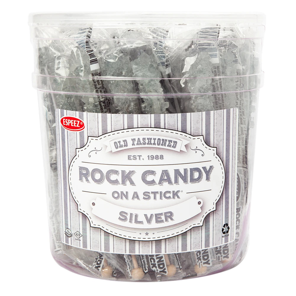 Espeez - Silver - Rock Candy on a Stick - 0.8oz (23g)