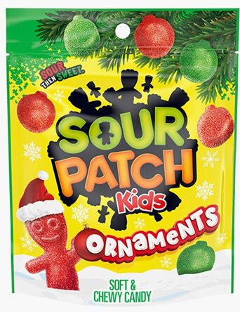 Sour Patch Red & Green Christmas Ornaments