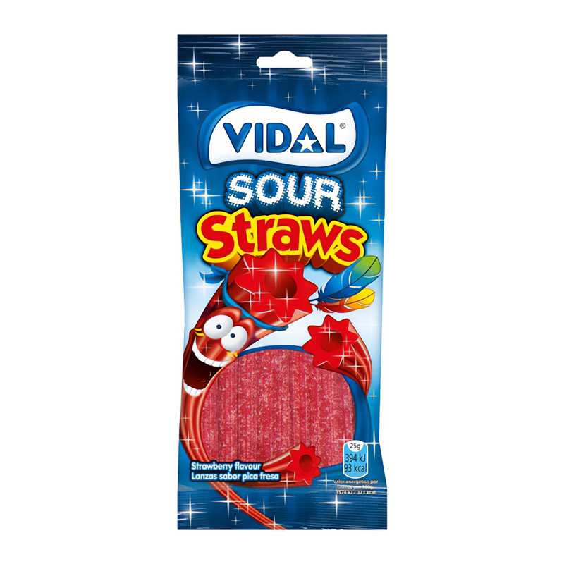 Vidal Sour Strawberry Straws 3.5oz (100g)